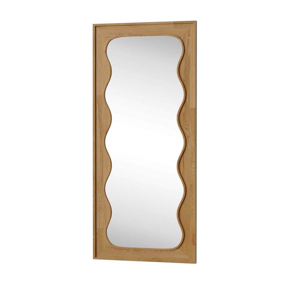 Brown 31 in. W x 71 in. H Rectangle Wood Framed Full Length Mirror Floor Mi