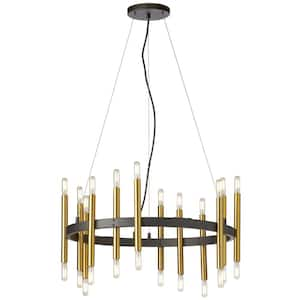 Derry 24-Light Matte Black Wagon Wheel Circle Chandelier for Living Room