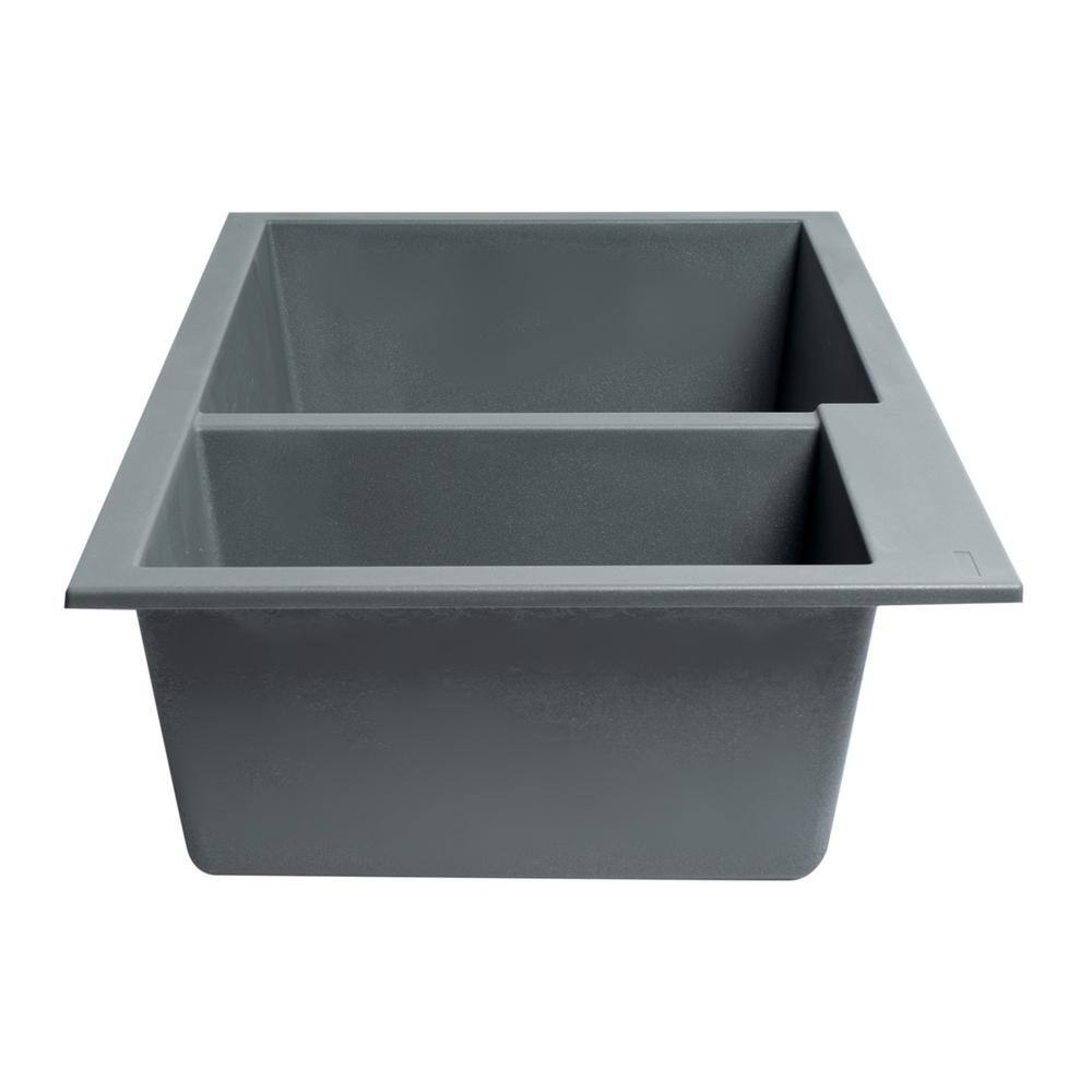 Titanium Double Bowl Granite Composite Undermount Kitchen Sink