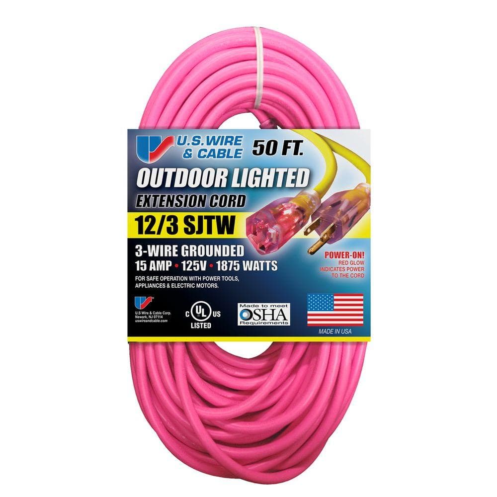 U.S. Wire and Cable 50 ft. 12/3 Fluorescent Lighted Extension Cord