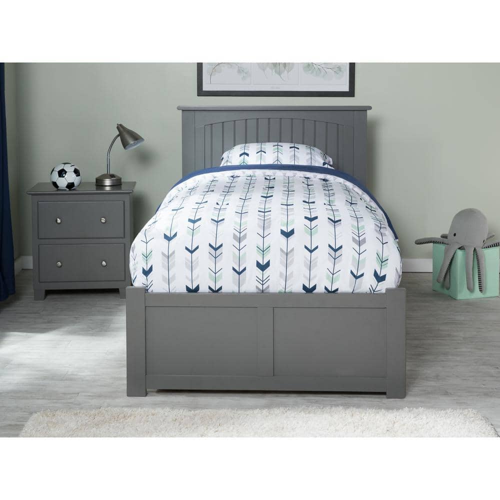 Nantucket Gray Twin Wood Platform Bed with Trundle
