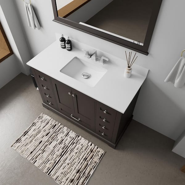 Dukes 48 in. W x 22 in. D Espresso Single Bath Vanity and White Quartz Top