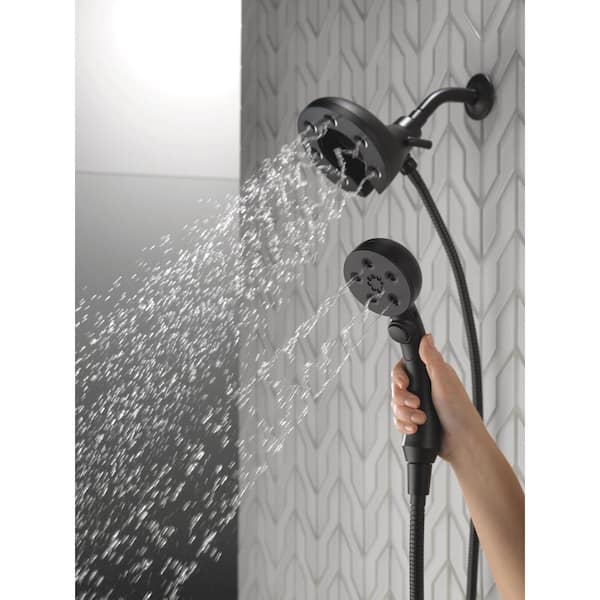 In2ition 4-Spray Patterns 2.50 GPM 5.72 in. Wall Mount Dual Shower Heads in Matte Black