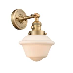 Oxford 1-Light Brushed Brass Wall Sconce with Matte White Glass Shade