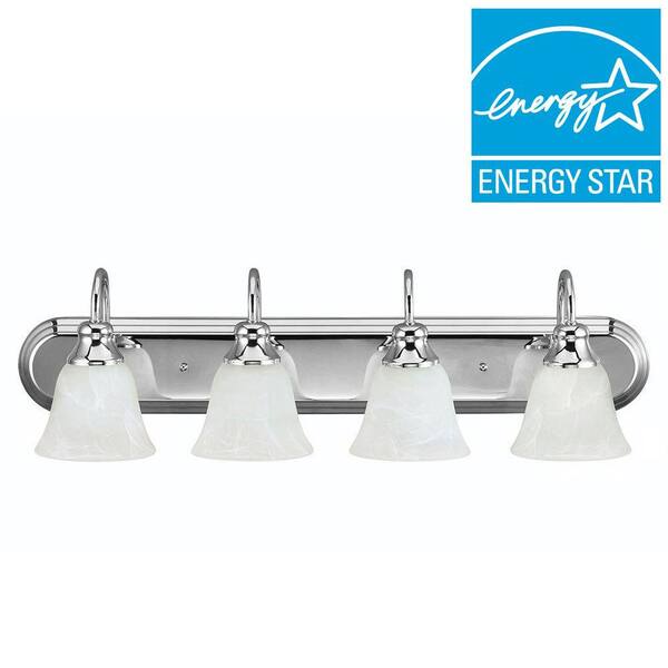 Generation Lighting Windgate 4-Light Chrome Wall/Bath Light with Alabaster Glass Shades