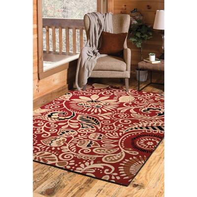 Dallas Bandanna Red 5 ft. x 7 ft. Indoor Area Rug