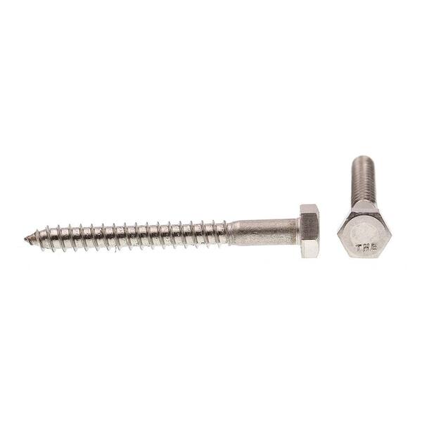 Prime-Line 3/8" X 4" Hex Lag Screws - 15 Pack Stainless Steel Heavy Duty Wood Screws