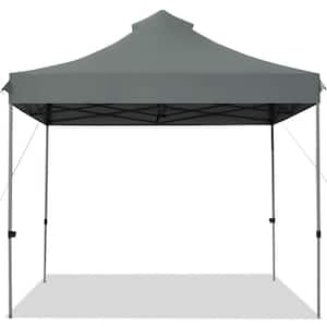 10 ft. x 10 ft. Portable Pop Up Canopy Event Party Tent Adjustable with Roller Bag Gray