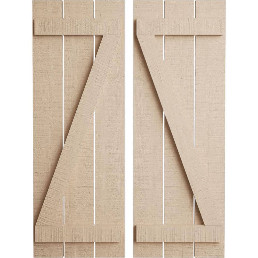 17.5 in. x 32 in. Timberthane Polyurethane 3-Board Spaced Board-n-Batten Rough Cedar Faux Wood Shutters w/Z-Board Pair price history on PriceWatchPro