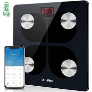Bluetooth Smart Body Scale with 13 metrics USB rechargeable, Black