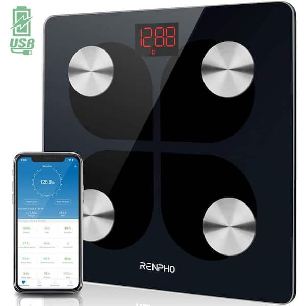 RENPHO Bluetooth Smart Body Scale with 13 metrics USB rechargeable, Black  PUS-ES-28ML-BK - The Home Depot