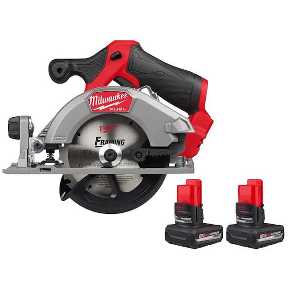 M12 FUEL 12V Lithium-Ion Brushless 5-3/8 in. Cordless Circular Saw with M12XC High Output 5 Ah Battery (2-Pack)