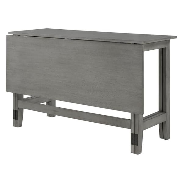 FORCLOVER 47 in. Extendable Gray Wood Drop Leaf Dining Table (Seats 4)