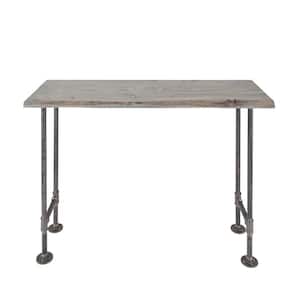 48 in. x 16 in. x 34 in. Riverstone Grey Restore Wood Console Table with Industrial Steel Pipe Legs