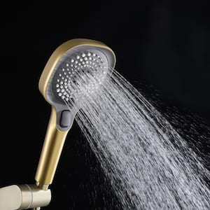 ABS 3-Spray Wall Mount Handheld Shower Head 1.67 GPM in Brushed Gold