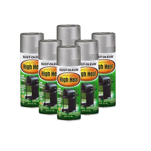 Rust-Oleum Stops Rust Specialty 12 oz. High Heat Flat Silver Spray Paint (6-Pack)-DISCONTINUED