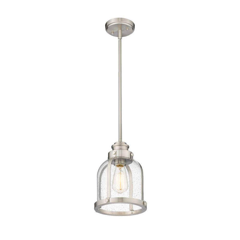 Burren Brushed Nickel Mini Pendant with Seedy Glass Shade
