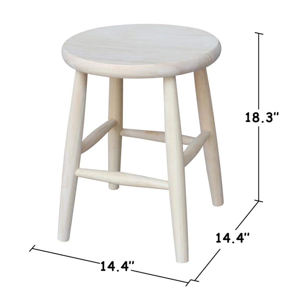 Unfinished Solid Parawood Scooped Seat Stool
