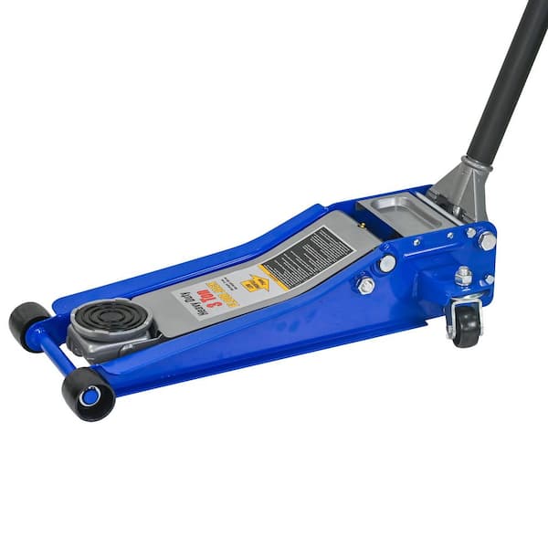 3-Ton Heavy Duty Horizontal Double Pump Floor Jack with foot pedal and Dual Piston Quick Lift Pump, 6,600 lb Capacity