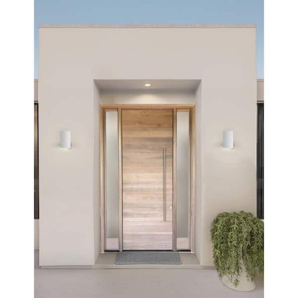 Cylinder Collection 5" White Polymeric Modern Outdoor Wall Lantern Light