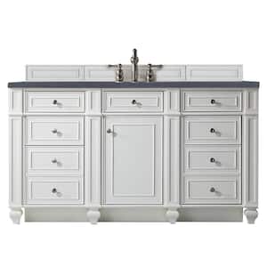 Bristol 60 in. W  x 23.5 in.D x 34 in. H Single Vanity in Bright White with Quartz Top in Charcoal Soapstone