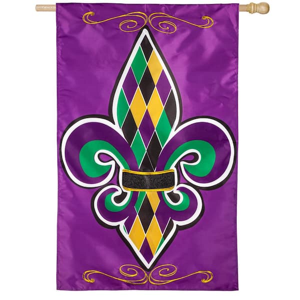 Evergreen Enterprises 2-1/3 ft. x 3-2/3 ft. Fleur De Lis Applique House Flag