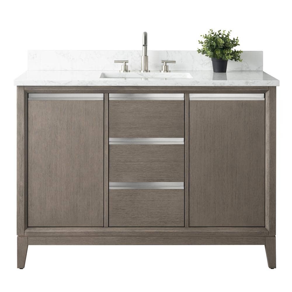Driftwood Gray 48" Single Sink Bathroom Vanity with Engineered Marble Top