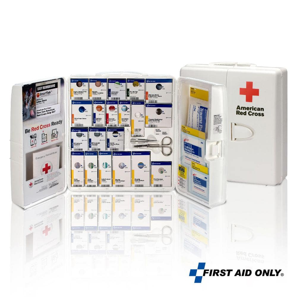 First Aid Only Smart Compliance Red Cross branded, Plastic Cabinet without  Medications, OSHA 50-Person, First Aid Kit (206-Piece) 1001-RC-0103 - The