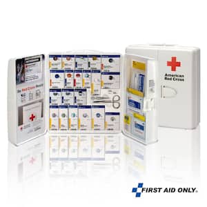Smart Compliance Red Cross branded, Plastic Cabinet without Medications, OSHA 50-Person, First Aid Kit (206-Piece)