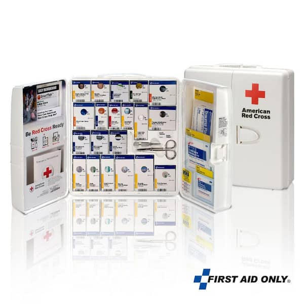 First Aid Only Smart Compliance Red Cross branded, Plastic Cabinet without Medications, OSHA 50-Person, First Aid Kit (206-Piece)