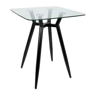 Clara Black Metal and Clear Glass Square Counter Height Dining Table