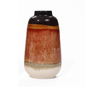 Earth Tones 11.8 in. Tall Round Stoneware Vase