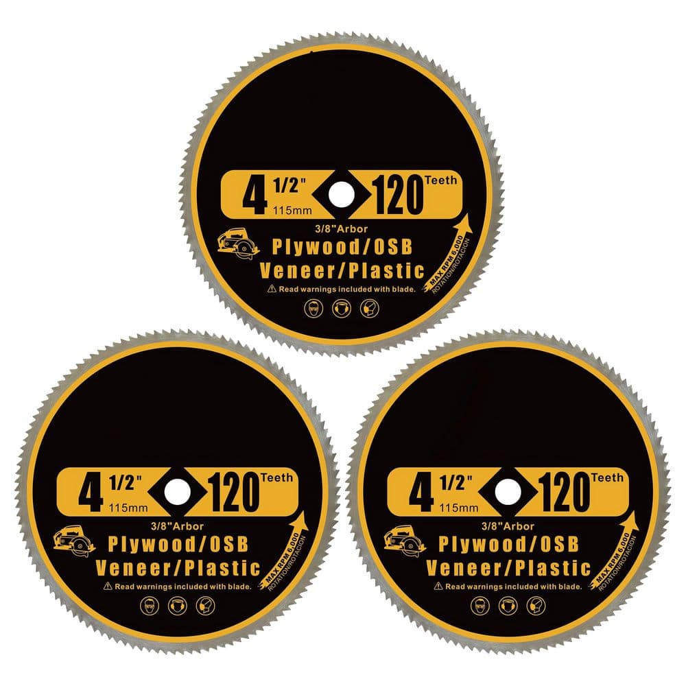 4-1/2 in. 120-Tooth Plywood OSB Veneer Plastic Cutting High Speed Steel Circular Saw Blade (3-Pack) price history on PriceWatchPro