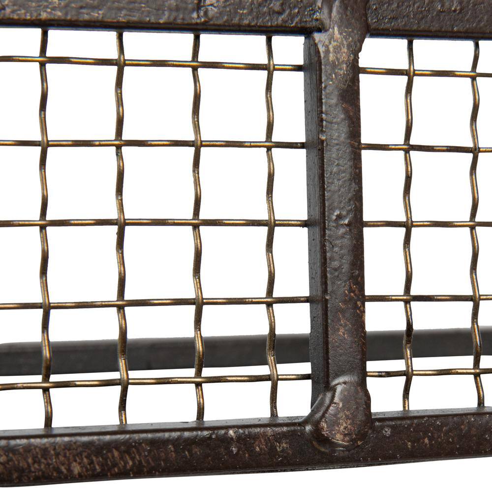 Gray Iron Floating Wall Shelves with Hanging Bar, Set of 2