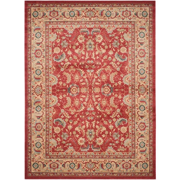 SAFAVIEH Mahal Red/Natural 8 ft. x 10 ft. Border Floral Antique Area Rug