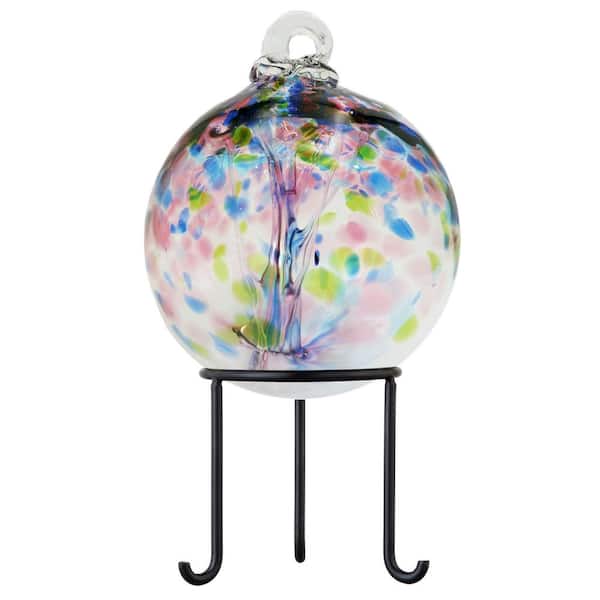 Dale Tiffany Tree Of Life 6 in. Multi-Color Hope Hand Blown Glass Ball with Antique Bronze Finish Metal Stand