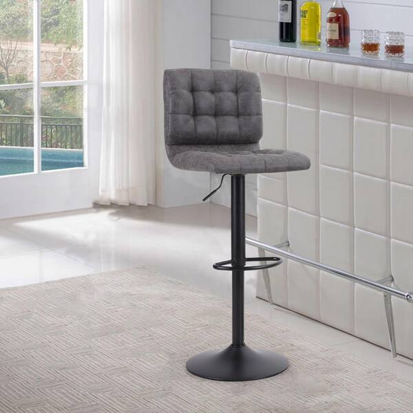Flash Furniture 34.50 in. Adjustable Height Gray Cushioned Bar Stool  DS8110BGY - The Home Depot