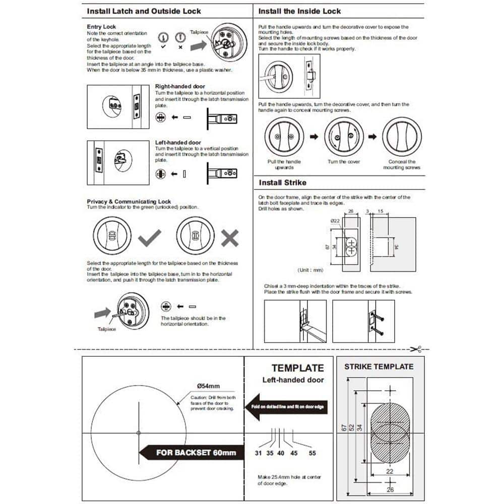 Matte Black Universal Handing Privacy Pocket Door Lock
