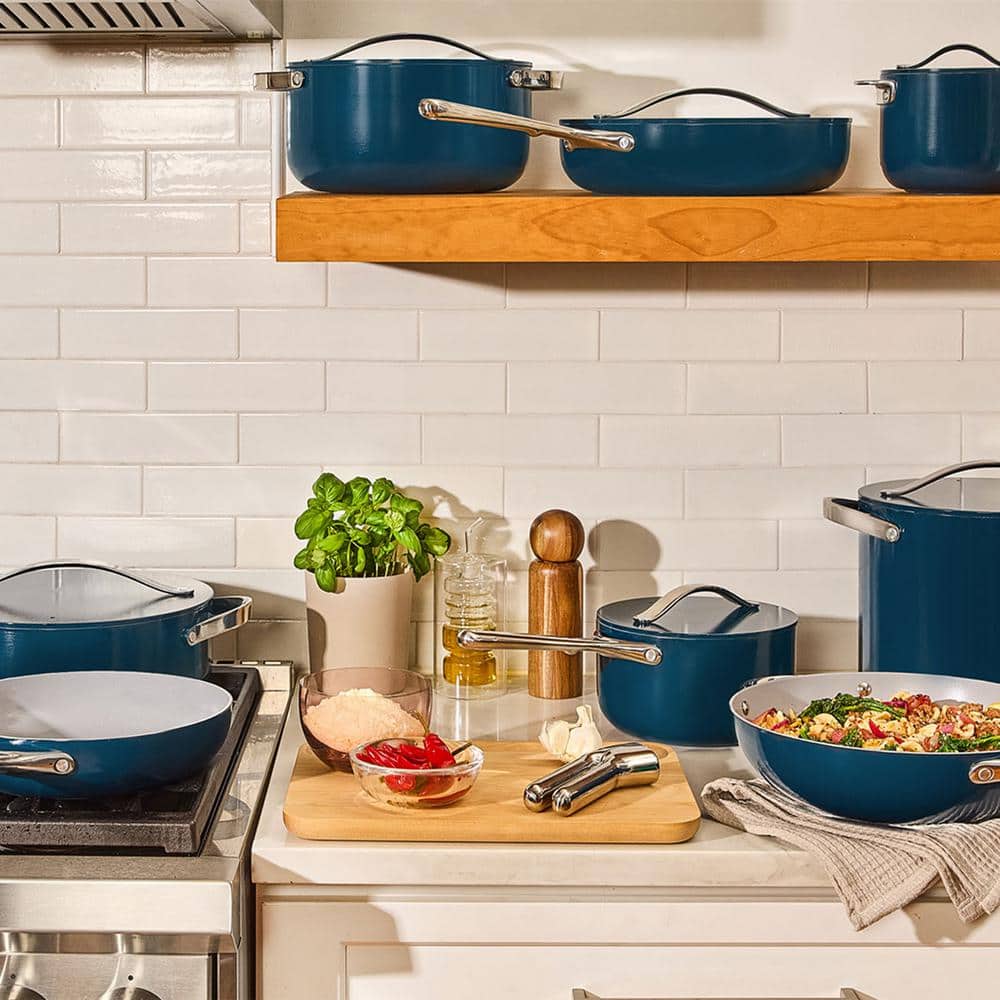 Cream Non-Stick Stainless Steel 8-Piece Cookware Set