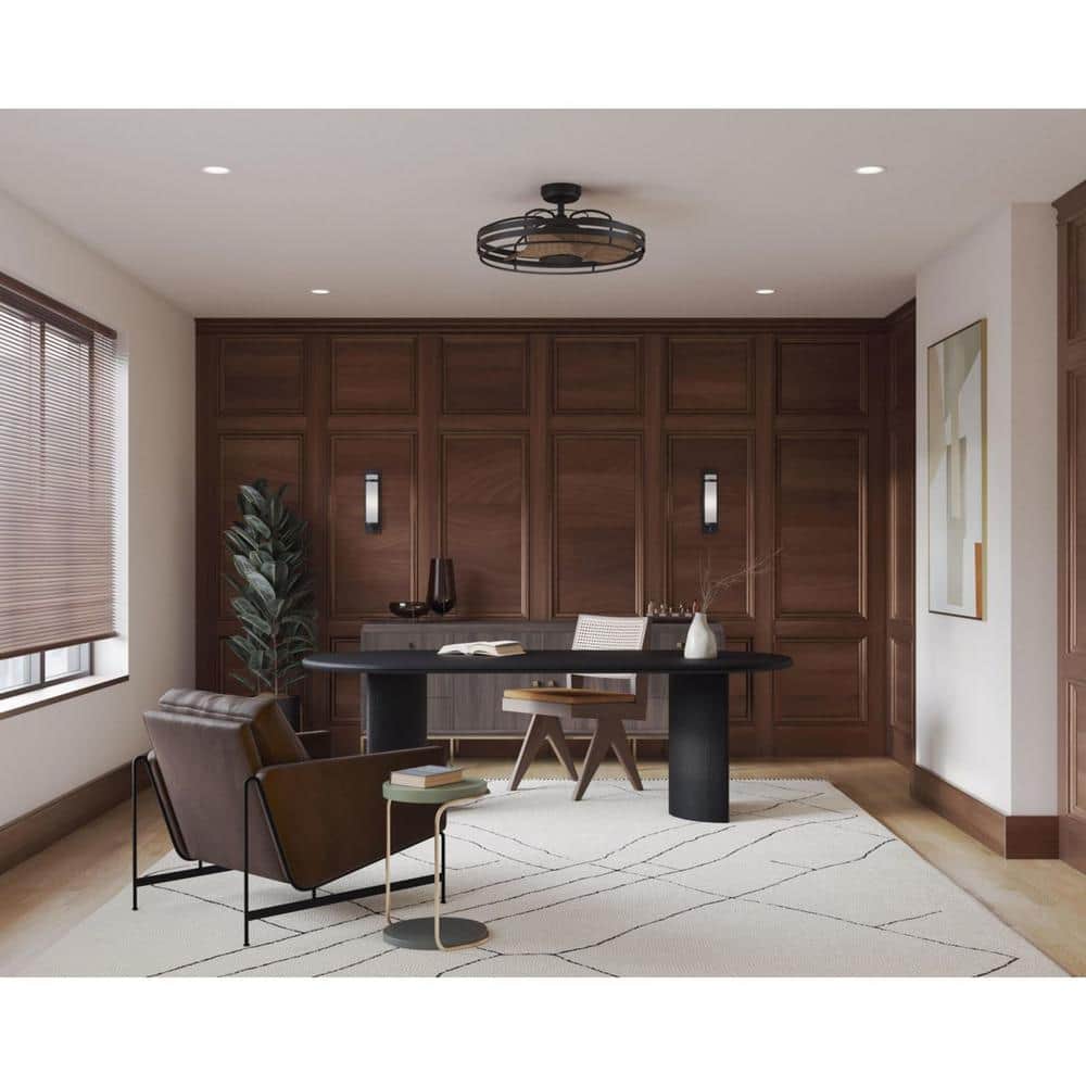 Matte Black 26" Industrial Chandelier Ceiling Fan with Remote