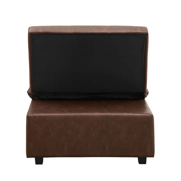 Powell Brooks 31 in. W Chestnut Brown Faux-Leather Twin Sofa Bed