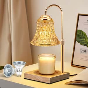 10 in. Wood Candle Warmer Desk Lamp with Timer, Dimmable Candle Warmers for Jar Candles,Warmer for Warming Gift New Home