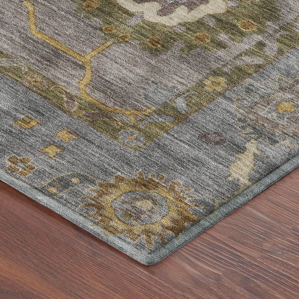 Mayfield Premium Machine Washable Abstract AMF2229 Pewter 3 ft. x 4 ft. Area Rug