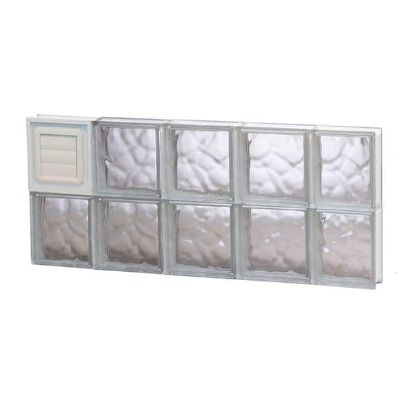 Clearly Secure 34.75 in. x 15.5 in. x 3.125 in. Frameless Wave Pattern Glass Block Window with Dryer Vent