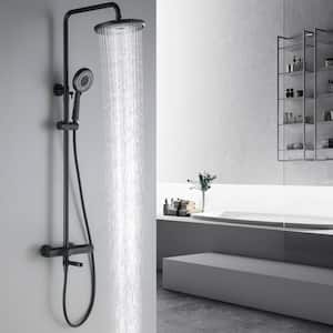 3-Spray Multi-Function Wall Bar Shower Kit with Tub Faucet in Matte Black