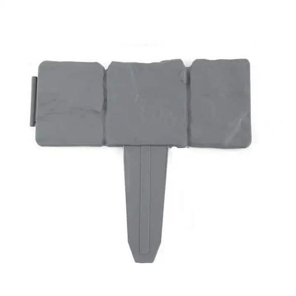 Unbranded 9.5 in. x 9 in. x 0.5 in. Gray Decorative Plastic Garden Edging Border for lawn, Edging-Stone Like, Textured 10-Pieces