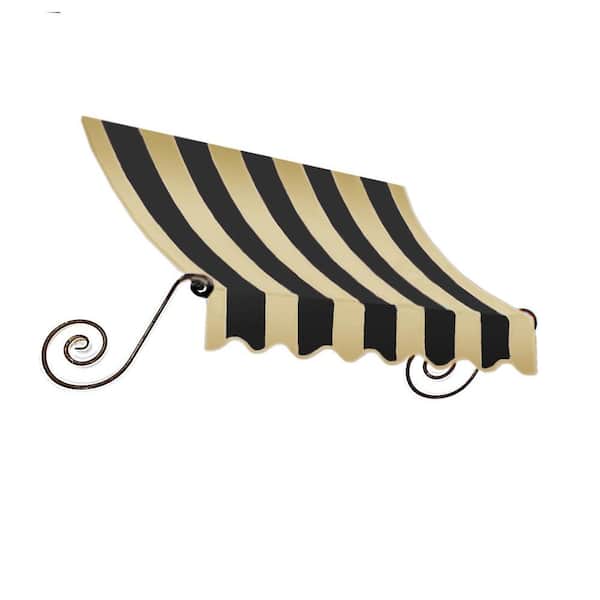 AWNTECH 4.38 ft. Wide Charleston Window/Entry Fixed Awning (24 in. H x 12 in. D) Black/Tan
