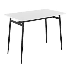 Marcel White Wood & Black Metal 4 Leg Counter Height Dining Table Seats 4