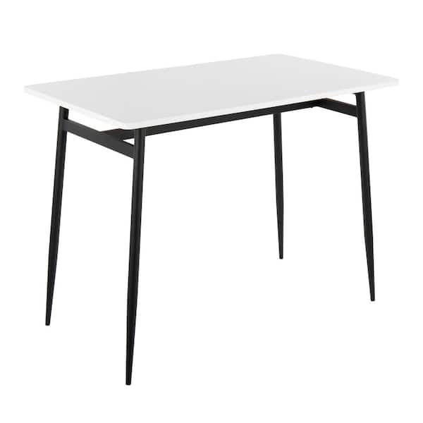 Lumisource Marcel White Wood & Black Metal 4 Leg Counter Height Dining Table Seats 4