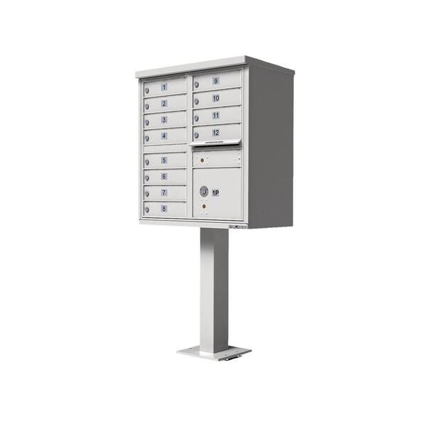 Florence Vital 1570 12 Mailboxes 1 Parcel Locker 1 Outgoing Pedestal Mount Cluster Box Unit